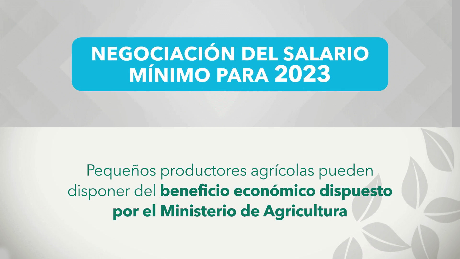 Negociación del Salario Mínimo para 2023 / El Ministerio de Agricultura Invita